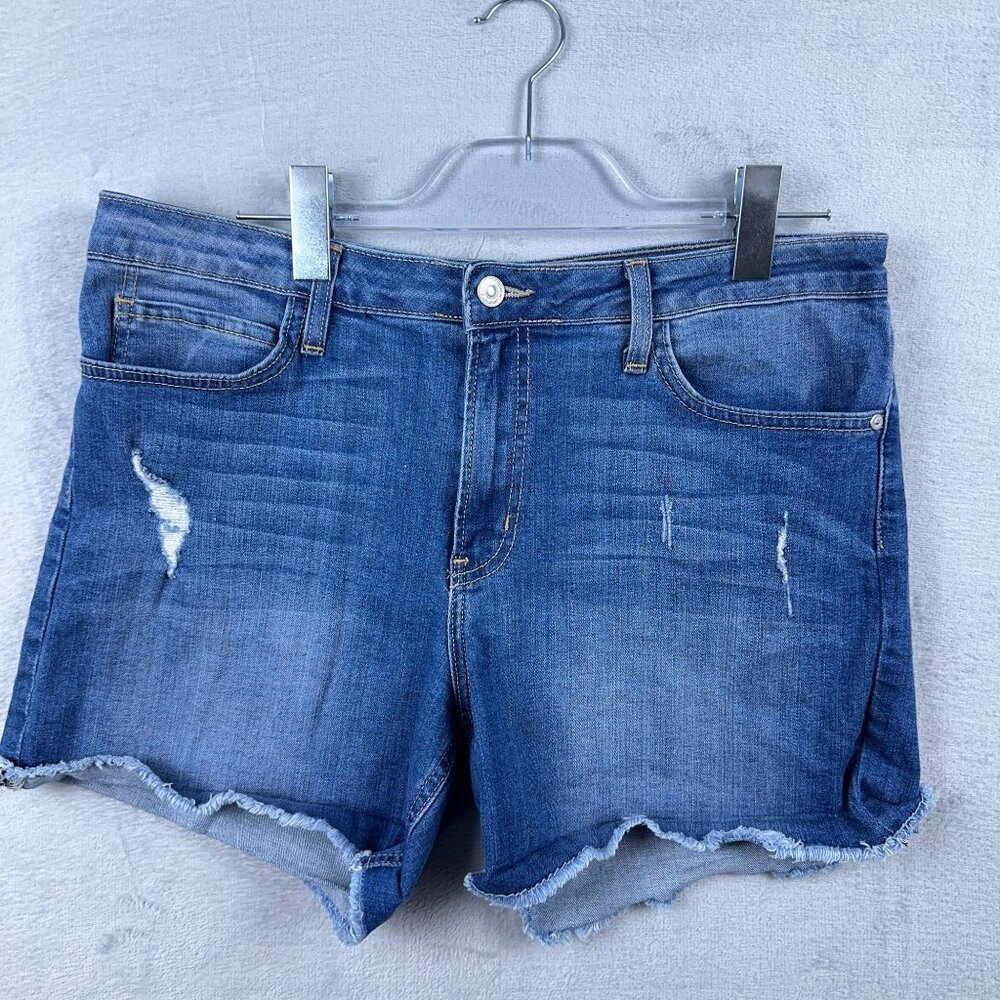 Justblack Cutt Off Denim Jeans Shorts Mid Rise Cotton Womens Blue Size 31